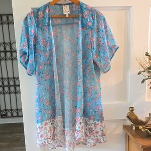 Belle Du Jour Blue Floral Cover Up